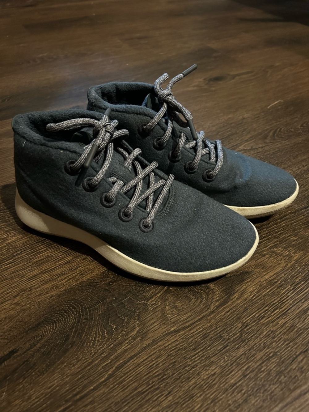 Allbirds high top Runner up Mizzles Navy Blue Lace up Wool Sneakers Shoes Size 8